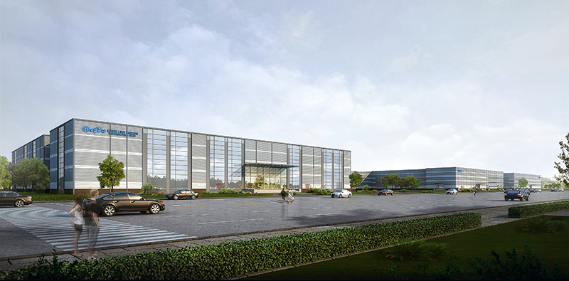 尊龙凯时药业武汉生物医药生产基地项目—高端制剂厂区沿街透视图
